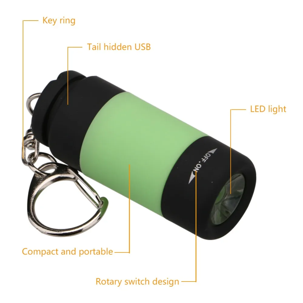 Портативный мини USB Перезаряжаемый светодиодный светильник EDC карманный фонарь 0,3 Вт Светодиодный светильник-брелок многоцветный USB удобный фонарь Linternas