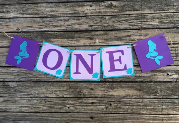 Пользовательский возрастной Цвет один Русалка баннер на стул для дня рождения