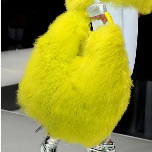 Yellow Bag Милан Роскошные Дизайн Wholeskin ягненка Мех Пальто и пуховики Для женщин натуральная ягненка Мех куртка зима теплая овец Мех длинные пальто женское пальто - Цвет: Yellow Bag