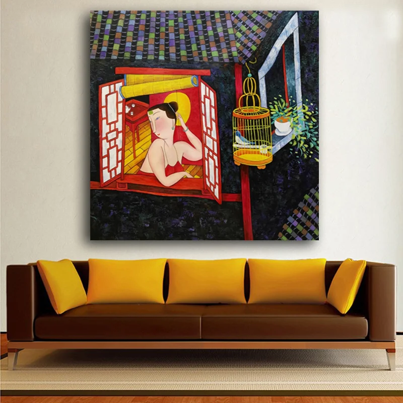 Домашний декор настенная живопись холст ручная роспись китайское современное