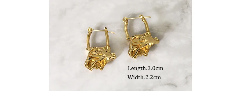 Peri'sBox Instajewelry, твердые золотые сморщенные серьги-кольца для женщин, шикарные серьги с абстрактным дизайном, Необычные массивные Серьги Знаменитостей