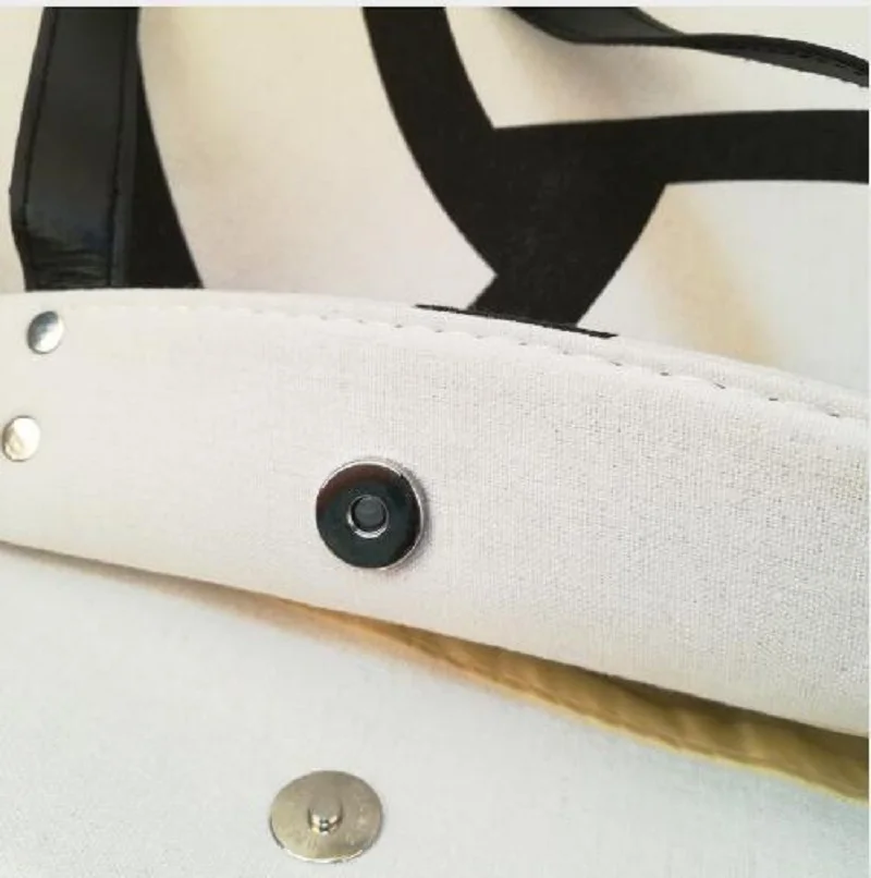 

Wholesale White Canvas volleyball Tote Bag DOM112865 Casual Sporty Handbag with Hasps Closure White with Black Print