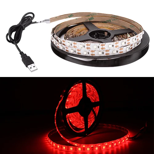 Red Светодиодная лента DC5V USB кабель питания гибкий светильник 50 см 1 м 2 м 3 м 4 м 5 м SMD 2835 мини 3Key Настольный Декор ТВ фоновый светильник ing - Испускаемый цвет: Red