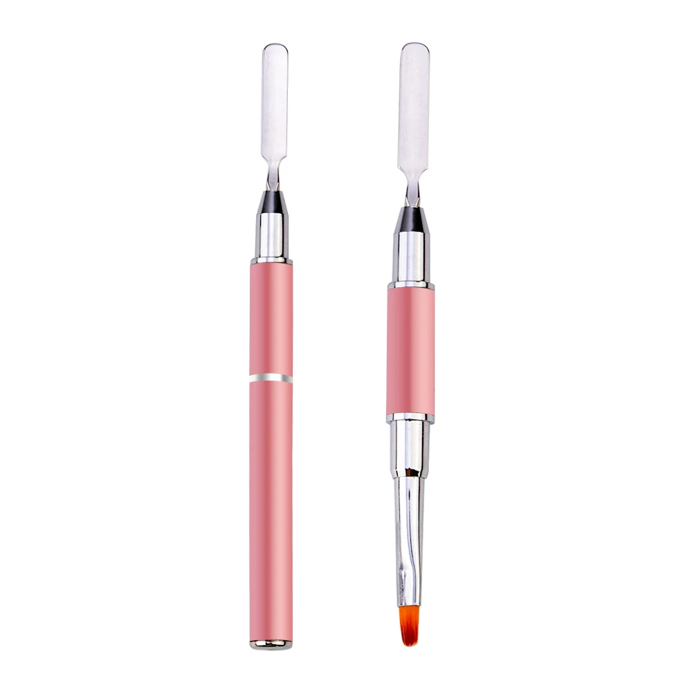 UV Poly Gel Painting Nail Brush Slice Shape Dual Head Nail Art Acrylic UV GEL Extension Builder Drawing Pen Brush Manicure Tool