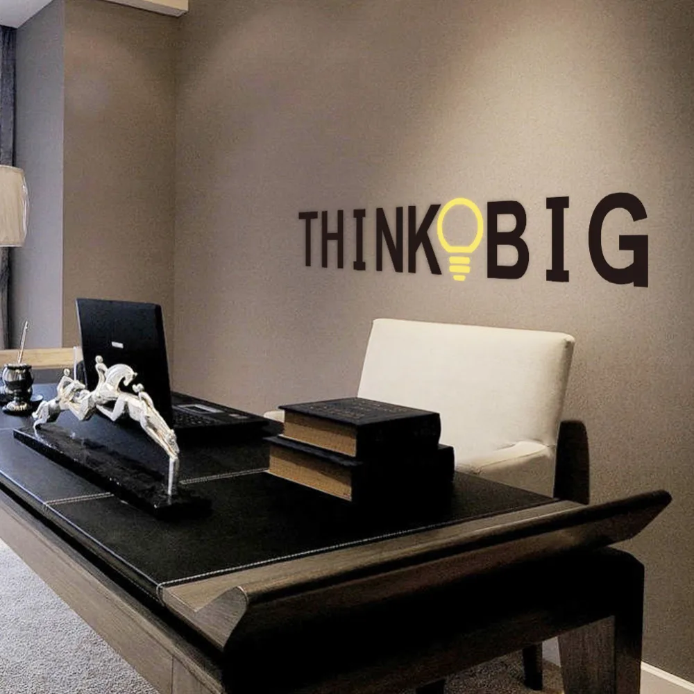 inspirational and motivational wall decal quotes think big removable home decor office decoration S M L size in stock | Дом и сад