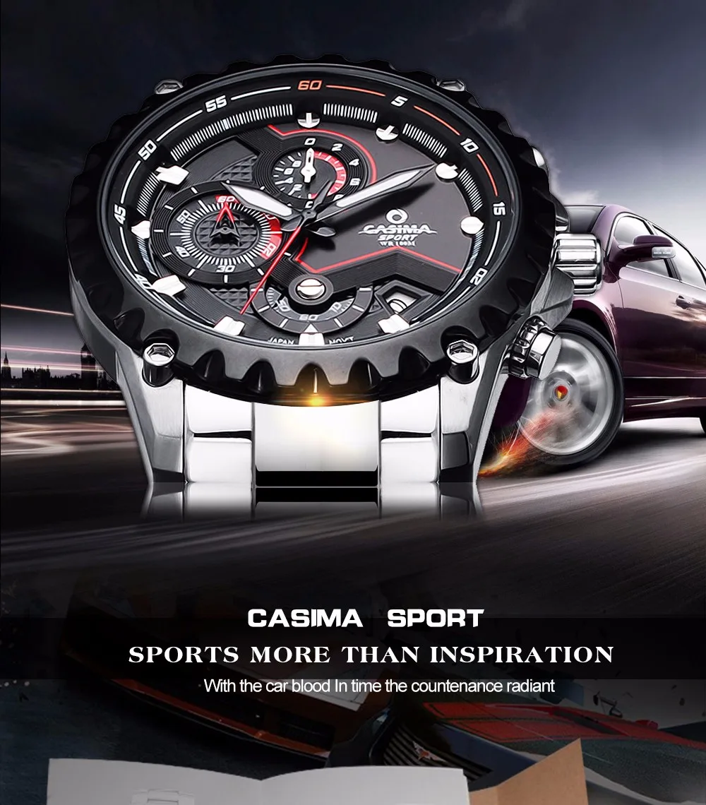 Reloj Hombre CASIMA часы мужские роскошные брендовые из нержавеющей стали многофункциональные спортивные мужские кварцевые часы мужские часы Montre Homme