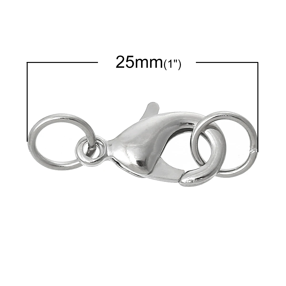 DoreenBeads медная застежка карабин серебристого цвета 25 мм (1 дюйм) x 9 (3/8 дюйма) 2 шт.