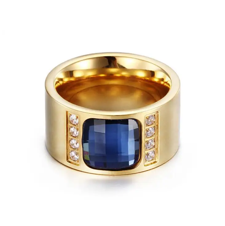 12 мм модное Золотое титановое кольцо из нержавеющей стали белого синего черного