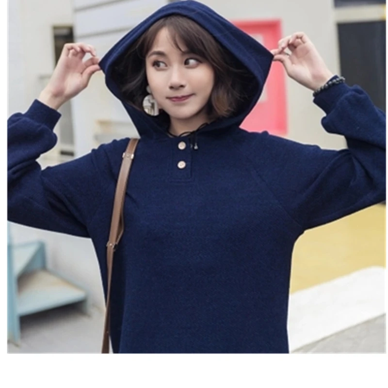 Свободные Повседневное хлопковая толстовка с капюшоном платье Oversize