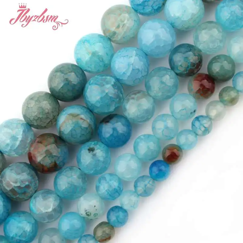 Бусы из камня с голубым треснувшим шариком 6 8 10 12 мм|bead strands|stone beadsagate stone beads |