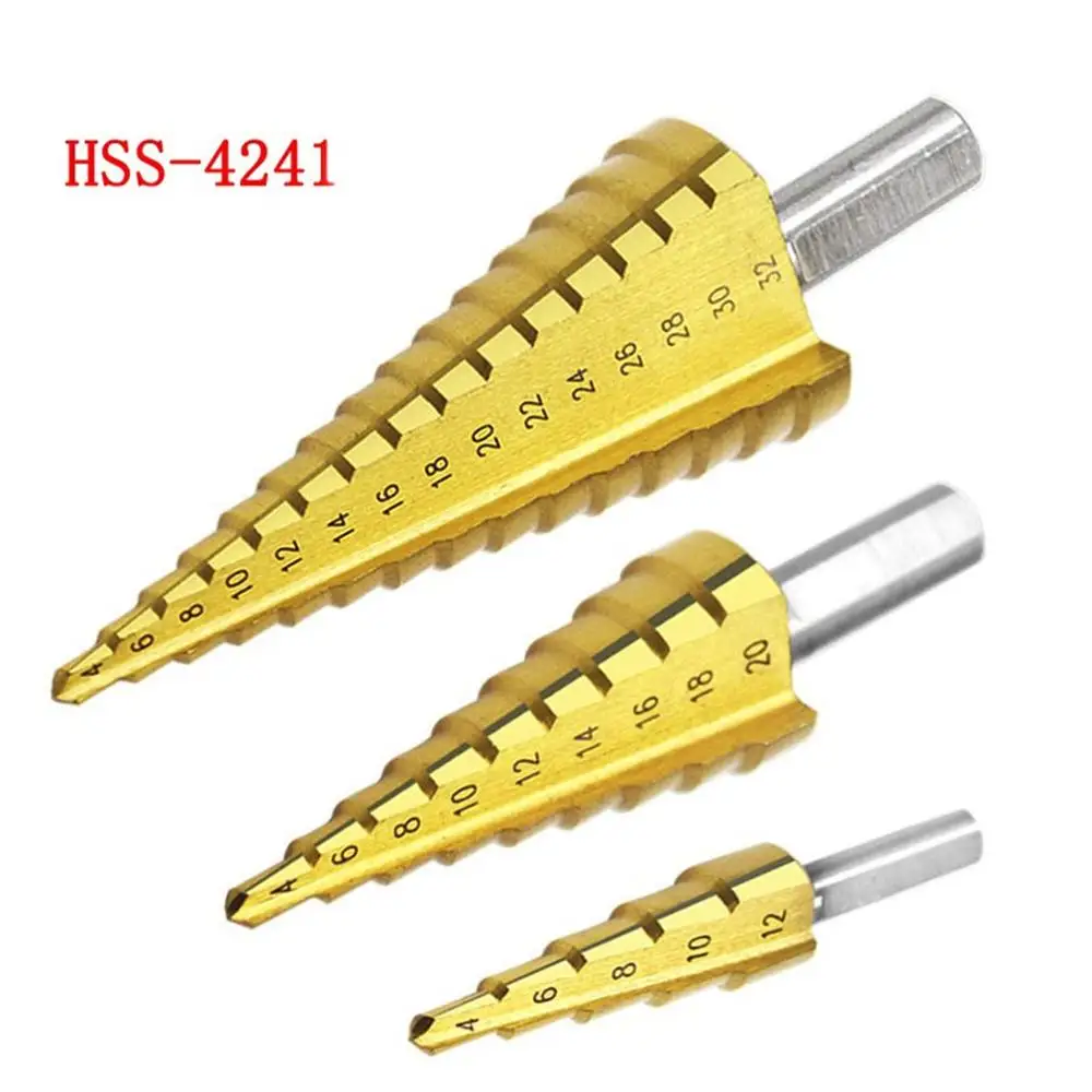 HSS ручка с титановым покрытием спиральный паз Шаг Сверла Набор