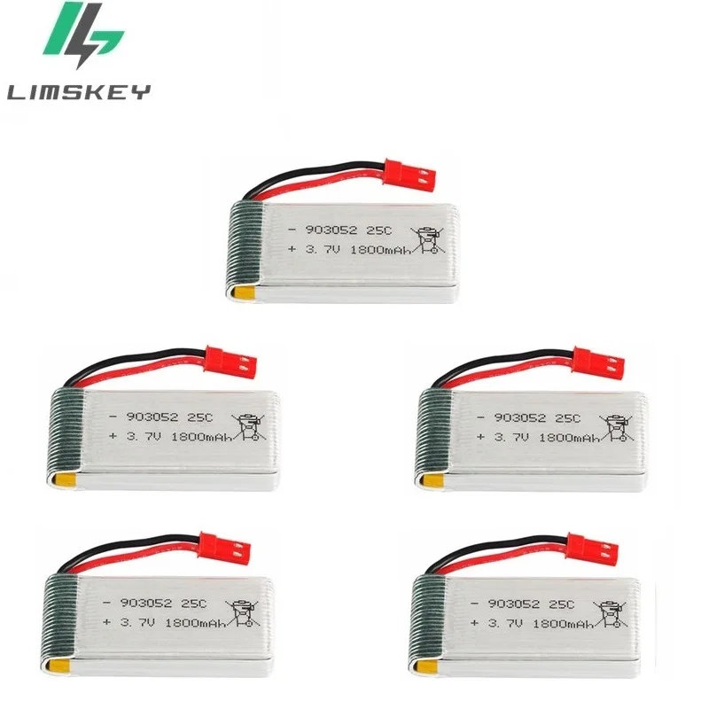 5 шт. 1800 мАч 3,7 в lipo Батарея для KY601S SYMA X5 X5S X5C X5SC X5SH X5SW X5UW X5UC M18 H5P H11D H11C T64 T04 T05 F28 F29 T56 T57