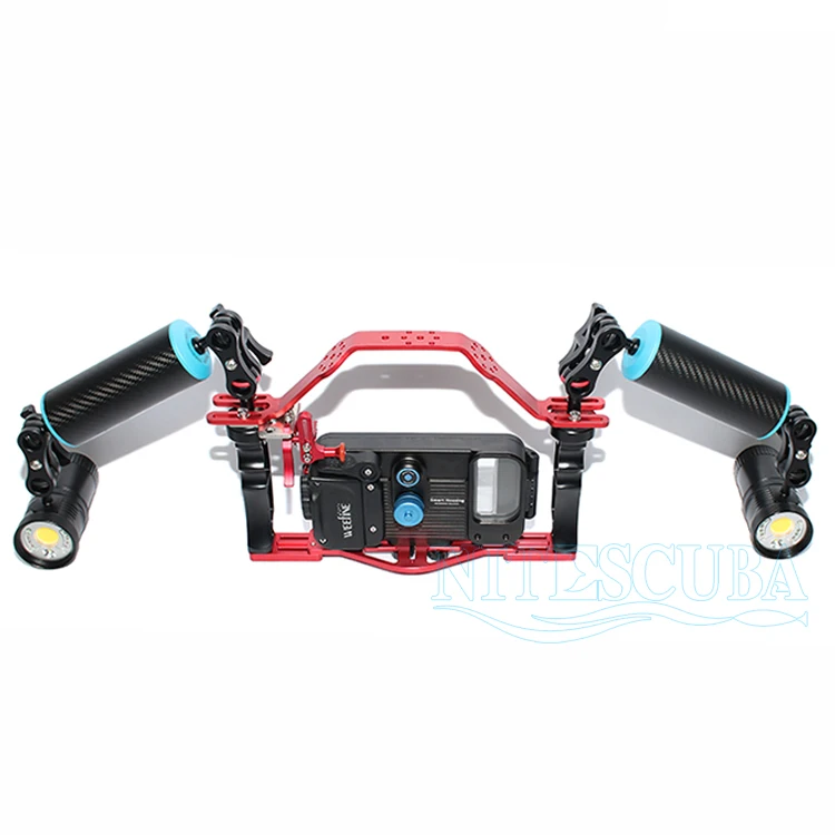 Nitescuba для погружения под воду на TG5 RX100 цифровых зеркальных камер Go Pro Canon ручка для фотоаппарата лоток держатель с двумя с затвором и поплавкового типа для проблесковым маячком