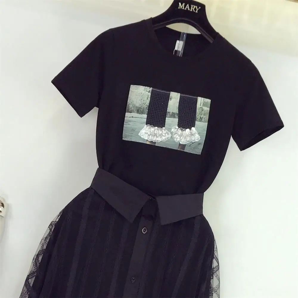 2019 летняя модная женская футболка с круглым вырезом и короткими рукавами