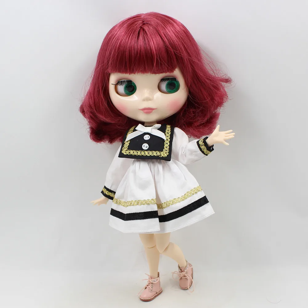 Ледяной DBS Blyth кукольные белая кожа вино реб короткие волосы с челкой Глянцевая