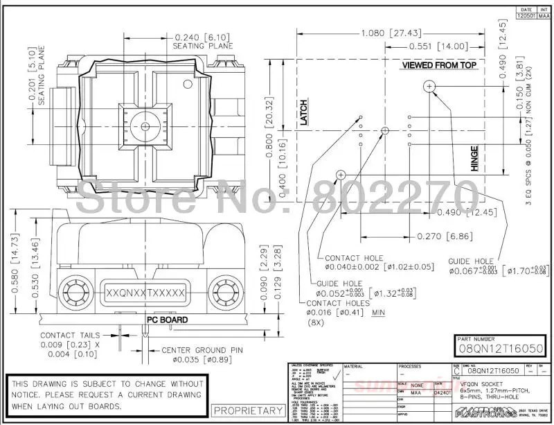 QNF8/MLP8/MLF8/SON8/WSOP8 to DIP8 Test Socket/Adapter PLASTRONICS 08QN12T16050 | Компьютеры и офис