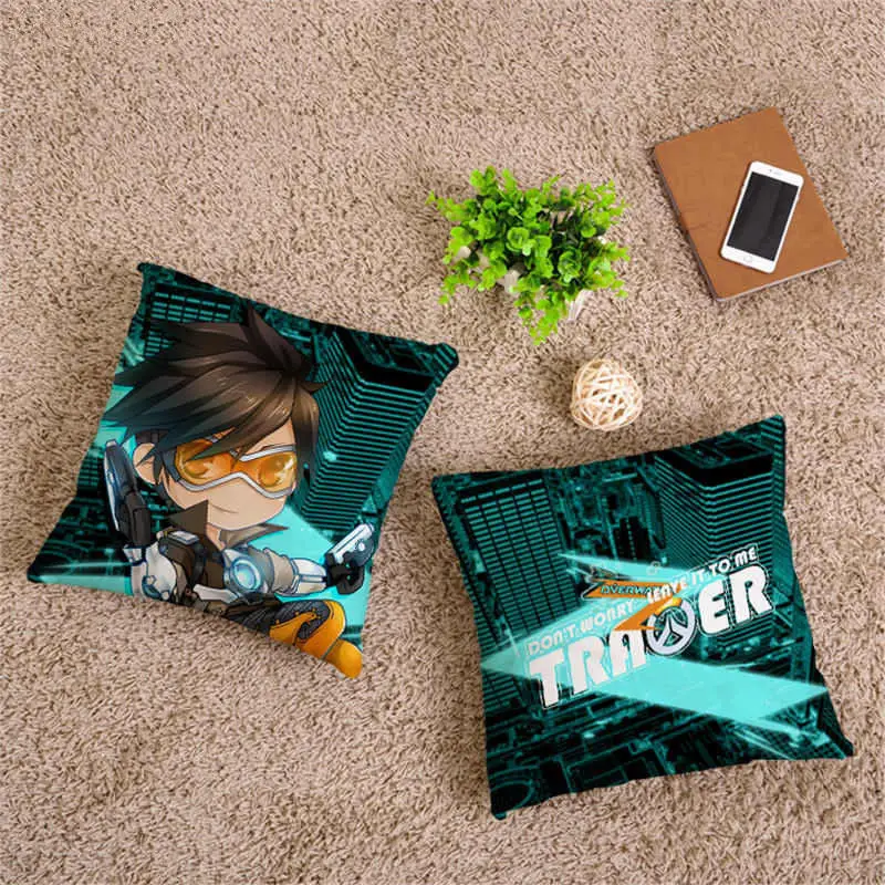 Amellor 40*40 см, новинка, подушка для наездника, OW Dva Mercy Mei Reaper Genji Hanzo Tracer, аниме Solf, автомобильные наволочки, подарки