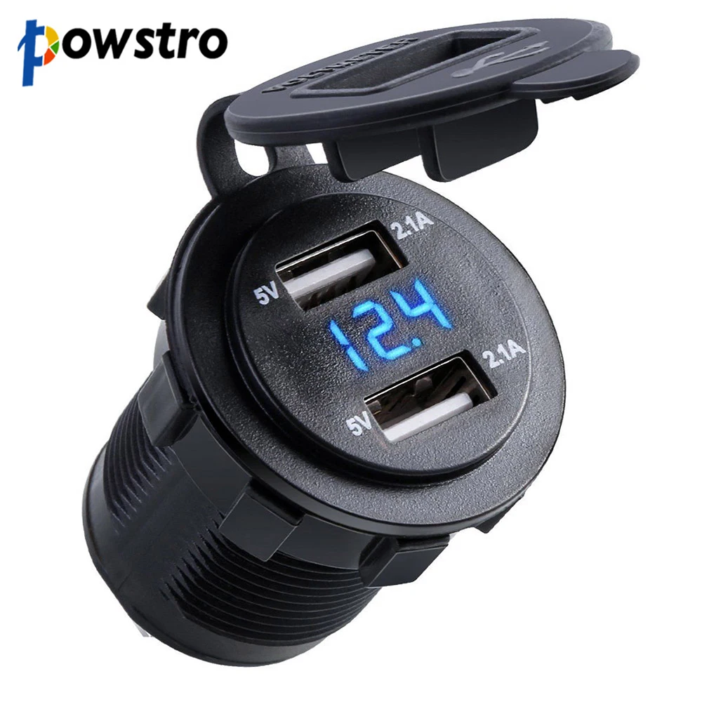 Powstro автомобильное зарядное устройство Водонепроницаемый Dual USB порты чехлы для