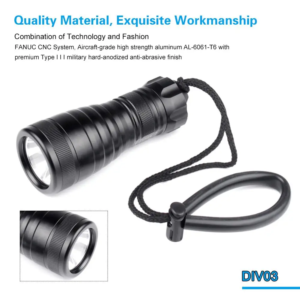 Online Mini Linterna De Submarinismo Cree XM-L L2, Luz LED Profesional Subacuática Para Buceo, Potente Luz Para Buceo