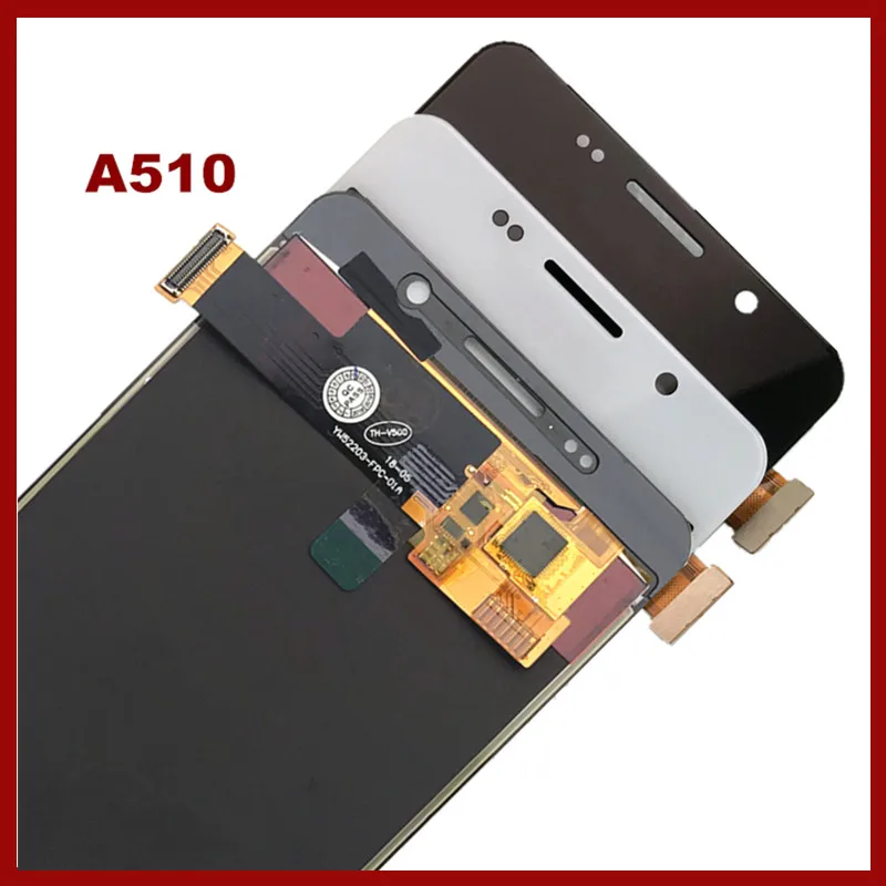 С Яркость Управление A510 ЖК-дисплей для Samsung Galaxy A5 A510 A510FD A510F A510M ЖК-дисплей Дисплей кодирующий преобразователь сенсорного экрана в сборе