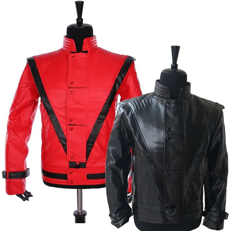 Black and Red Редкий классический MJ Майкл костюм Джексон Триллер красный и черный Куртка для фанатов имитатор лучший подарок одежда на Хэллоуин - Цвет: Black and Red