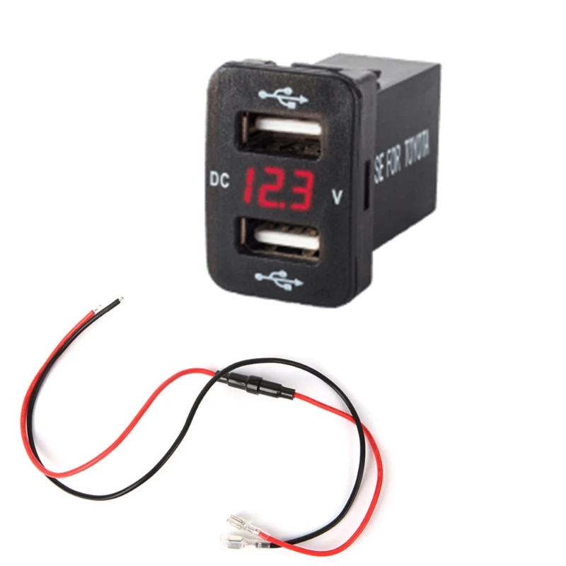 12V двойной usb порт автомобильное зарядное устройство разъем вольтметр 4.2A адаптер питания для Toyota