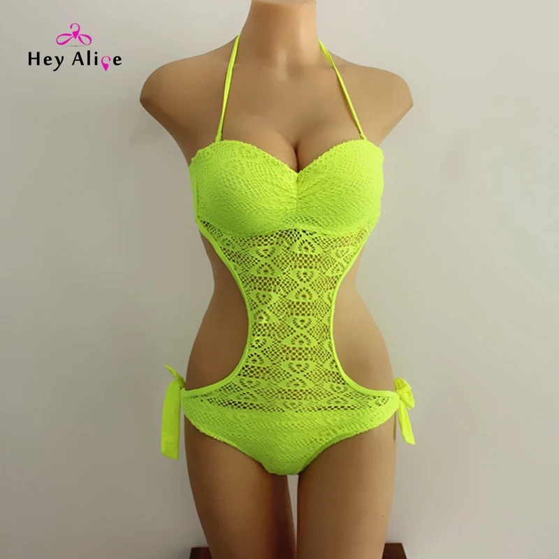 Винтажный купальник вязаный крючком цельный Сексапильный трикотажный новый