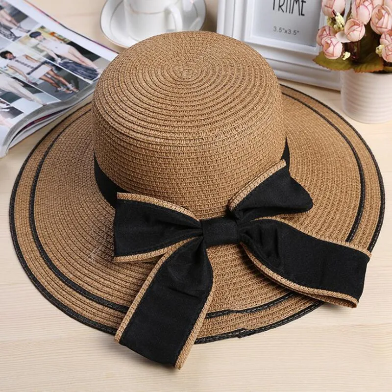 Женская соломенная шляпа SILOQIN летняя с большим козырьком от солнца | Аксессуары