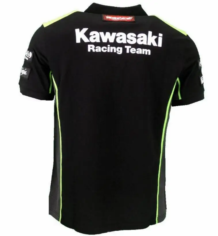 Новинка, хлопковая футболка с коротким рукавом для мотогонок Kawasaki