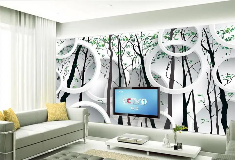 3d комнатные обои на заказ фото нетканые настенные картины белые круги зеленые