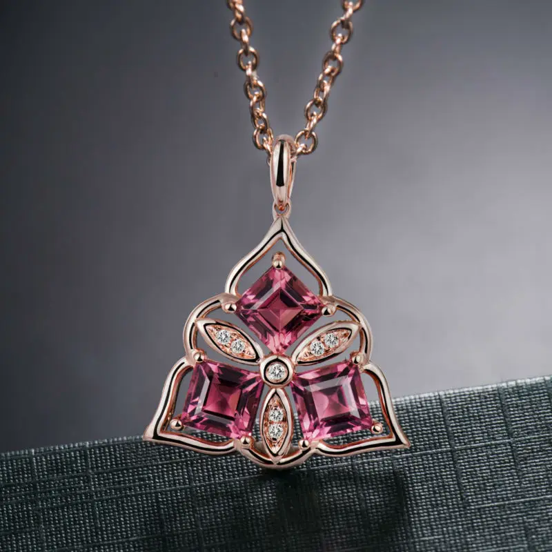 LOVERJEWELRY очаровательный новый дизайн 18Kt розовое золото бриллиант розовый турмалин