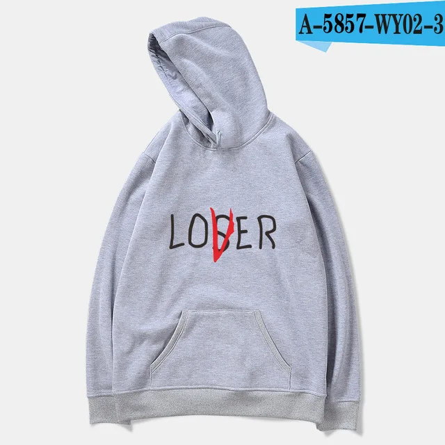 Клубные худи Movie It lossers для мужчин/женщин Harajuku losser Lover It Inspired Толстовка С Капюшоном Повседневный пуловер куртка пальто оверсайз - Цвет: gray