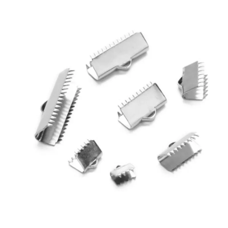 Start-up 20pcs/lot Smooth Stainless Steel Ribbon Clip Clamp Cord Crimp End Cap Tip Pinch Necklace Bracelet Connector Finding DIY | Украшения