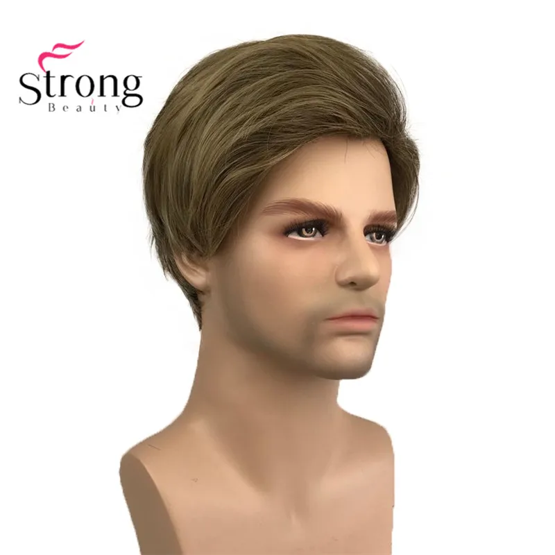 StrongBeauty черный короткий мужской парик Синтетический Полный парик для мужчин