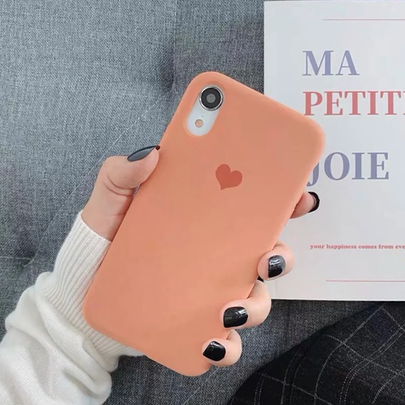 Чехол для телефона XS Max с милым сердечком iPhone XR жидкий силиконовый мягкий чехол xs x
