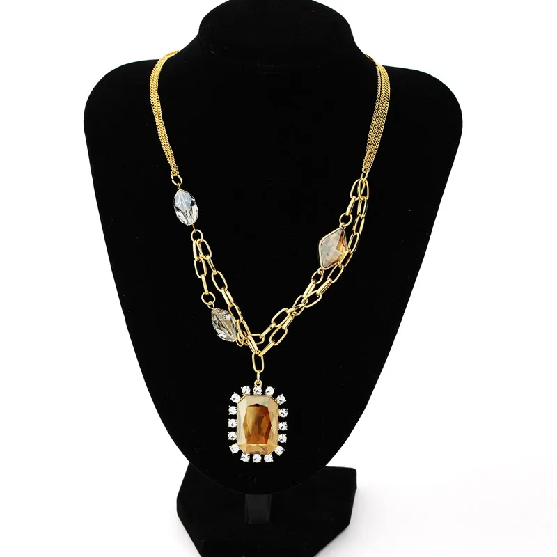 Neoglory новые Стразы светильник желтого золота цвет ожерелья и подвески ювелирные