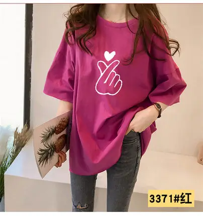 picture color Большой размер Женская футболка плюс размер 6XL 7XL 8XL 9XL летняя круглая шея с коротким рукавом Повседневная Свободная Красная футболка большого размера Топ - Цвет: picture color