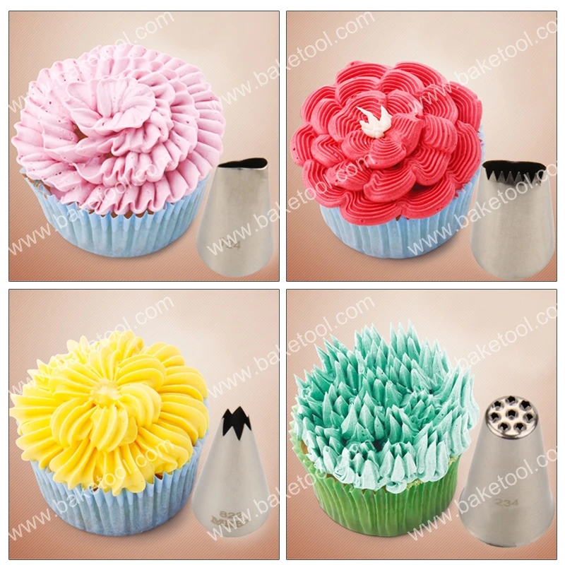 

Free Shipping(8pcs/set)New Cupcake Decorating Nozzles(#2B/#2C/#2D/#822/#195/#234/#124/#805) with 10pcs 16"Plastic Pastry Bags