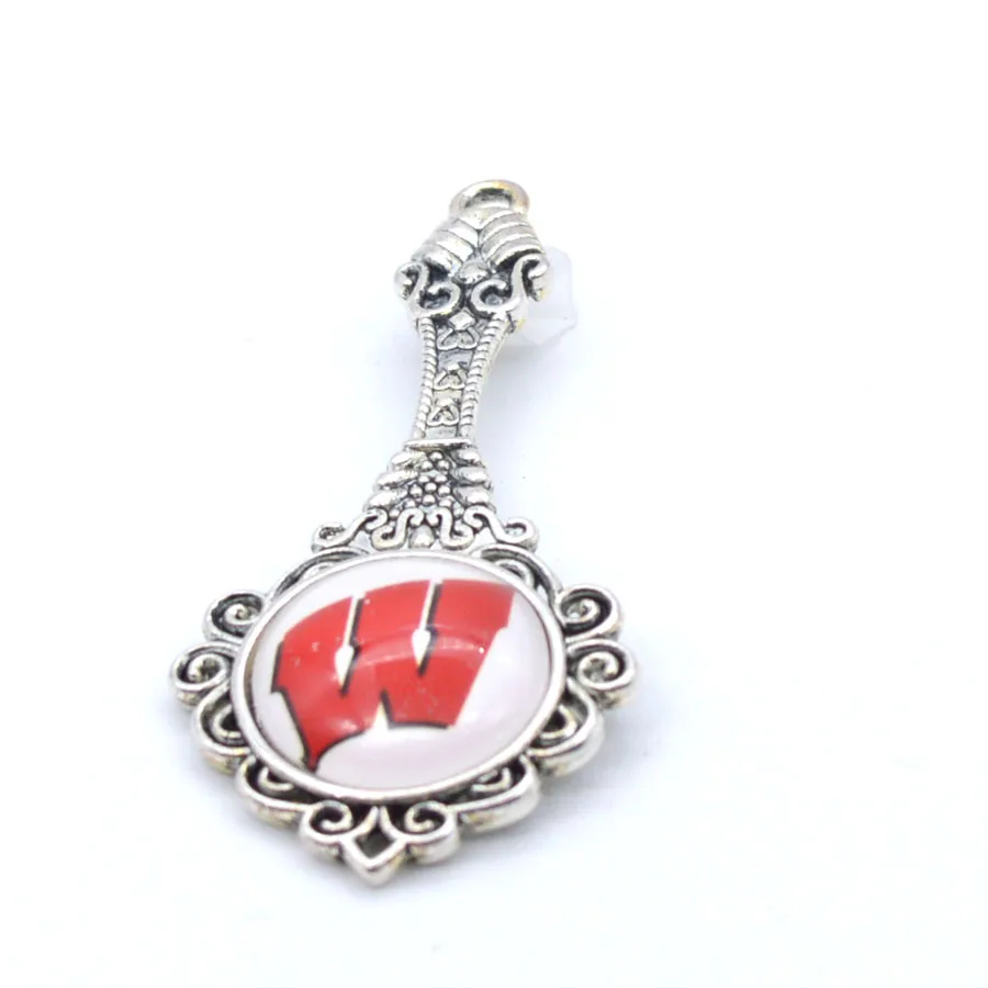 Чистый золотой цвет Подвесные аксессуары Wisconsin badgers Подвески Аксессуары для браслета ожерелье для женщин мужчин баскетбольные вентиляторы Paty Мода - Окраска металла: Чистый золотой цвет