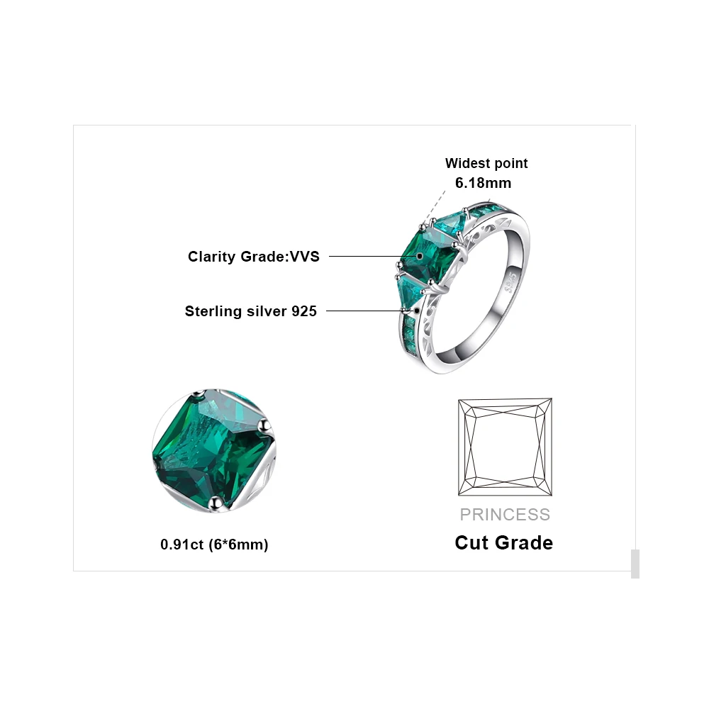 Jewelrypalace уступили 1.3ct Nano России имитация Изумрудный себе кольцо стерлингового серебра 925 silvern дружбы любовь подарок ювелирных изделий