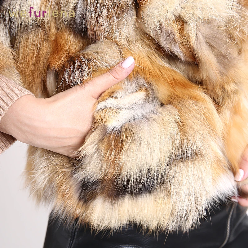 Short Red Fox Fur Genuine Coat Real Natural Waistcoats Winter Jacket Women Clothes Coats for Female |