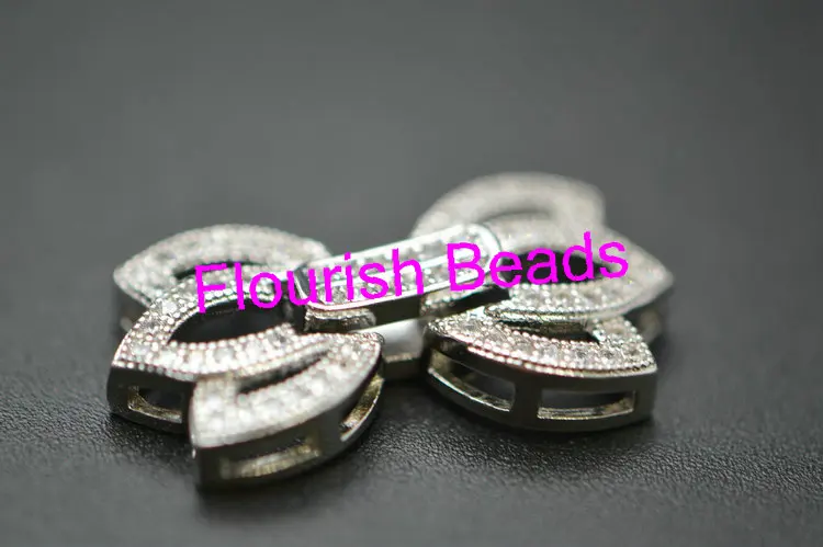 

Multirows Flower Shape Paved CZ Beads Necklace Clasps DIY Jewelry Findings 12x19mm Materials 10pc/Lot