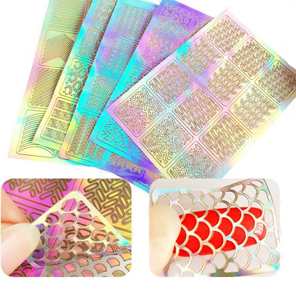 1 комплект простой Стиль вырезные наклейки для ногтей нерегулярной сетке