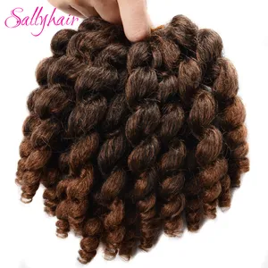 Sallyhair Jumpy Wand Вязание волос Ombre вязание крючком косы Синтетические плетение кудрявые вязание крючком наращивание волос 8 дюймов