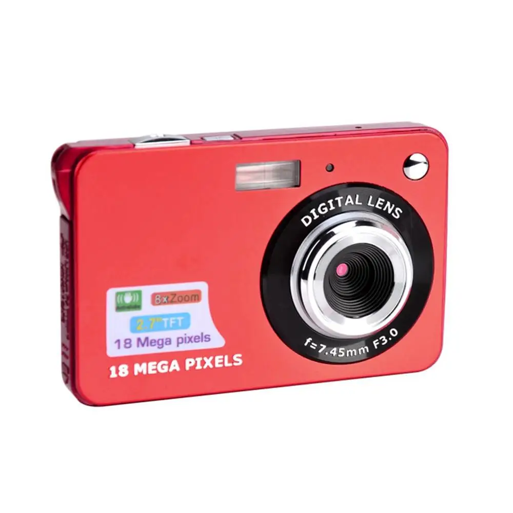 Красный 2,7 дюймов TFT ЖК-дисплей 18MP 720P 8x зум HD Цифровая камера Анти-встряхивание видеокамера CMOS микро камера подарок детям - Цвет: Красный