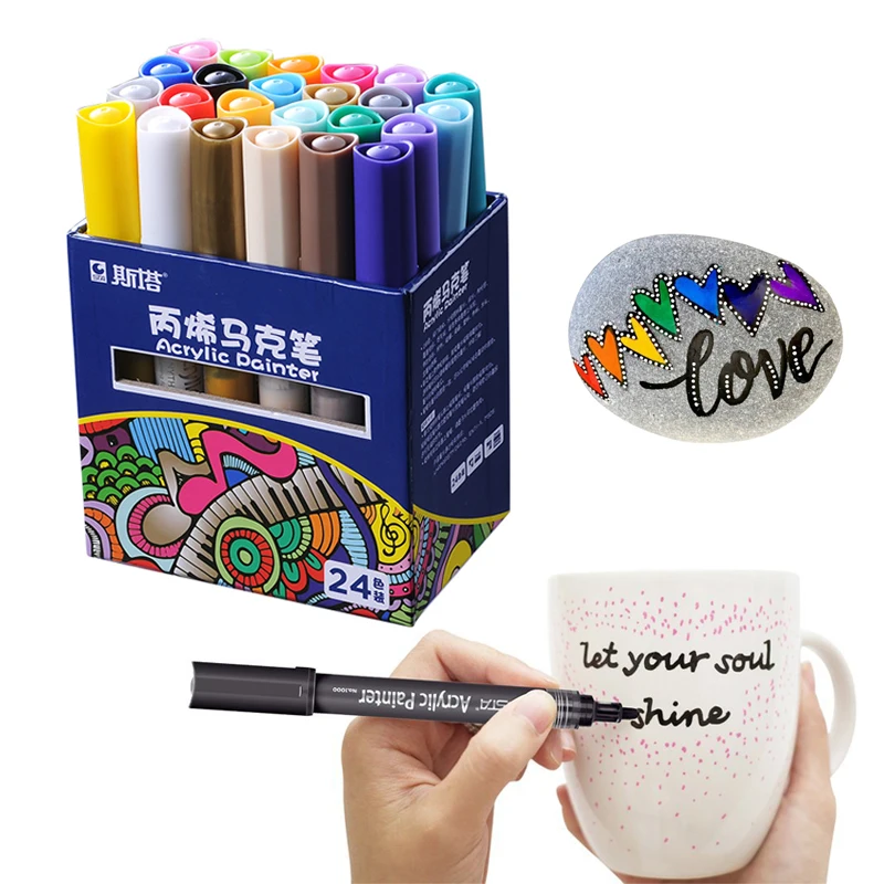 

STA 24 Colors Acrylic Paint Marker Pen Marker Sketch Stationery Painting Crafting graffiti Glass Ceramic Art Painting Drawing