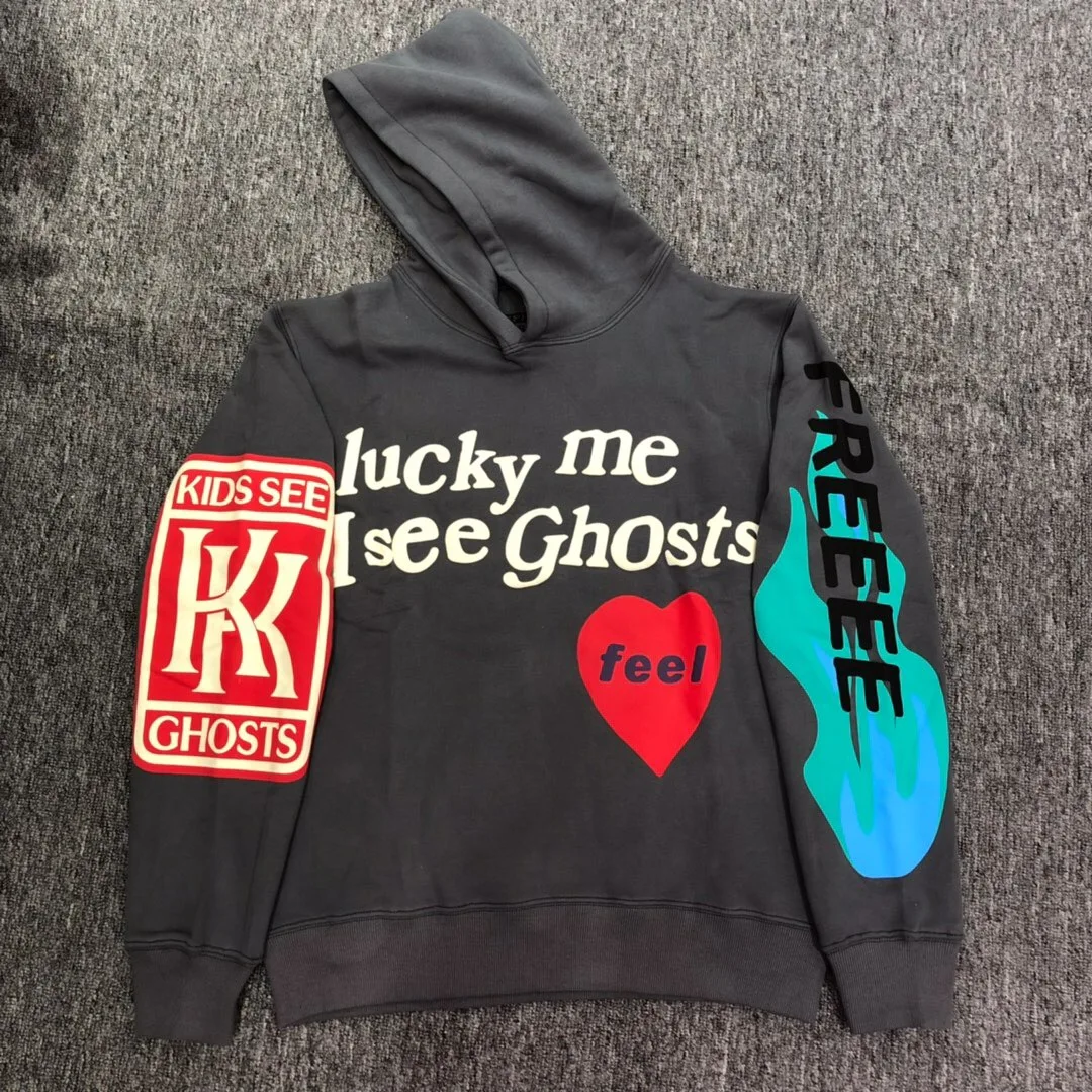 19ss Kanye West Kids See Ghost Logo флокированные женские и мужские толстовки с капюшоном в