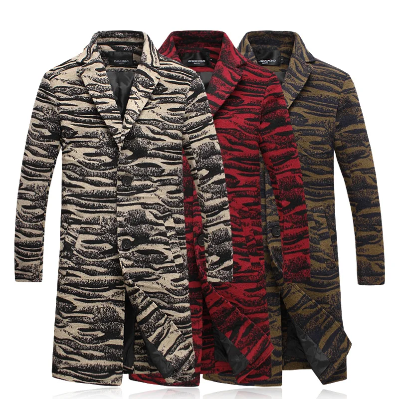 Мужская длинная приталенная ветровка с леопардовым принтом | одежда