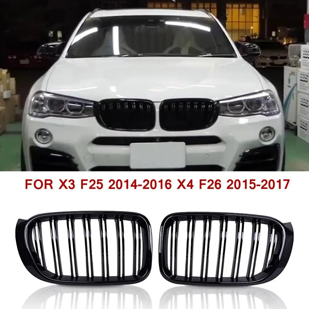 

Для BMW F25 Решетка с двойной линией, передняя сменная решетка для почек, черный блеск для X3 F25 2014-2016 X4 F26 2015-2017