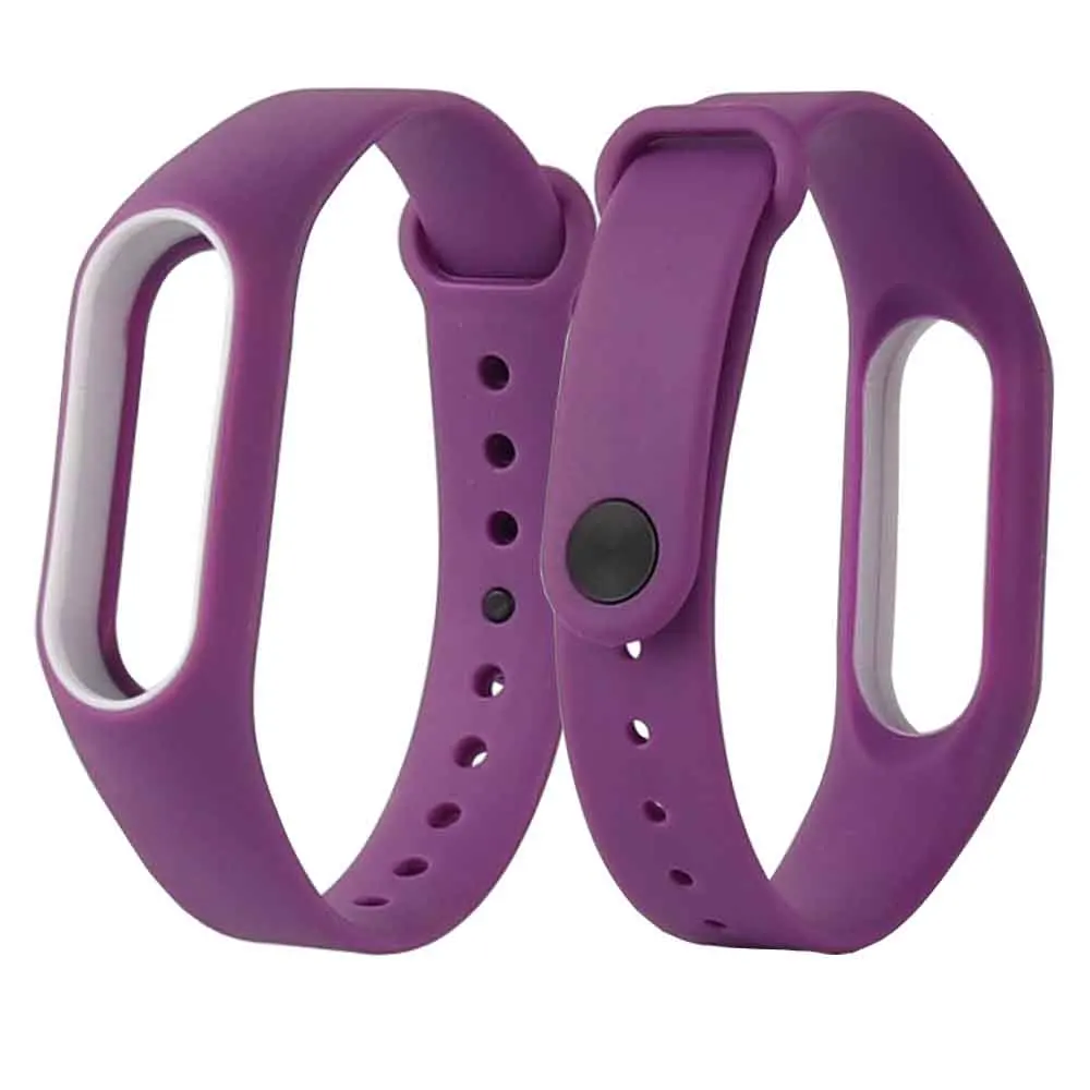 Purple Двойной Цветной ремешок mi Band 2 сменный спортивный ремешок на запястье анти-потеря силиконовый браслет аксессуары для Xiao mi band 2 умный Браслет - Цвет: Purple